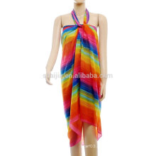 Moda senhoras impresso arco-íris sarong poliéster pareo